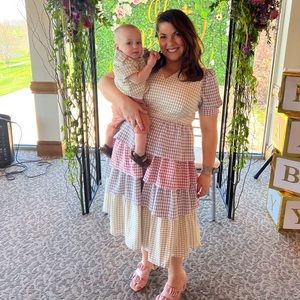 Mommy & Me Jessakae dress + boys button down. Worn once at a baby shower.